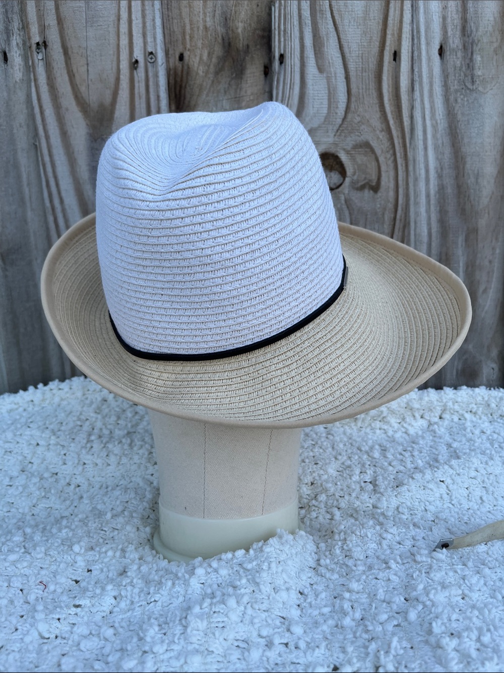 BCBG MAXAZRIA Straw Floppy Hat Jaunty Brim Irregular Shape